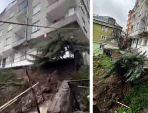 Beyoğlu’nda istinat duvarı çöktü, iki bina boşaltıldı