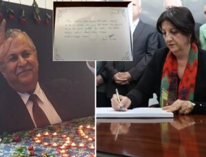 Celal Talabani’nin kabrini ziyaret eden DEM Parti İmralı heyetinden hatıra defterine Türkçe mesaj